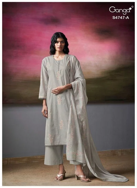 Mishvya 4747 By Ganga Cotton Printed Embroidery Work Salwar Suits Suppliers In India